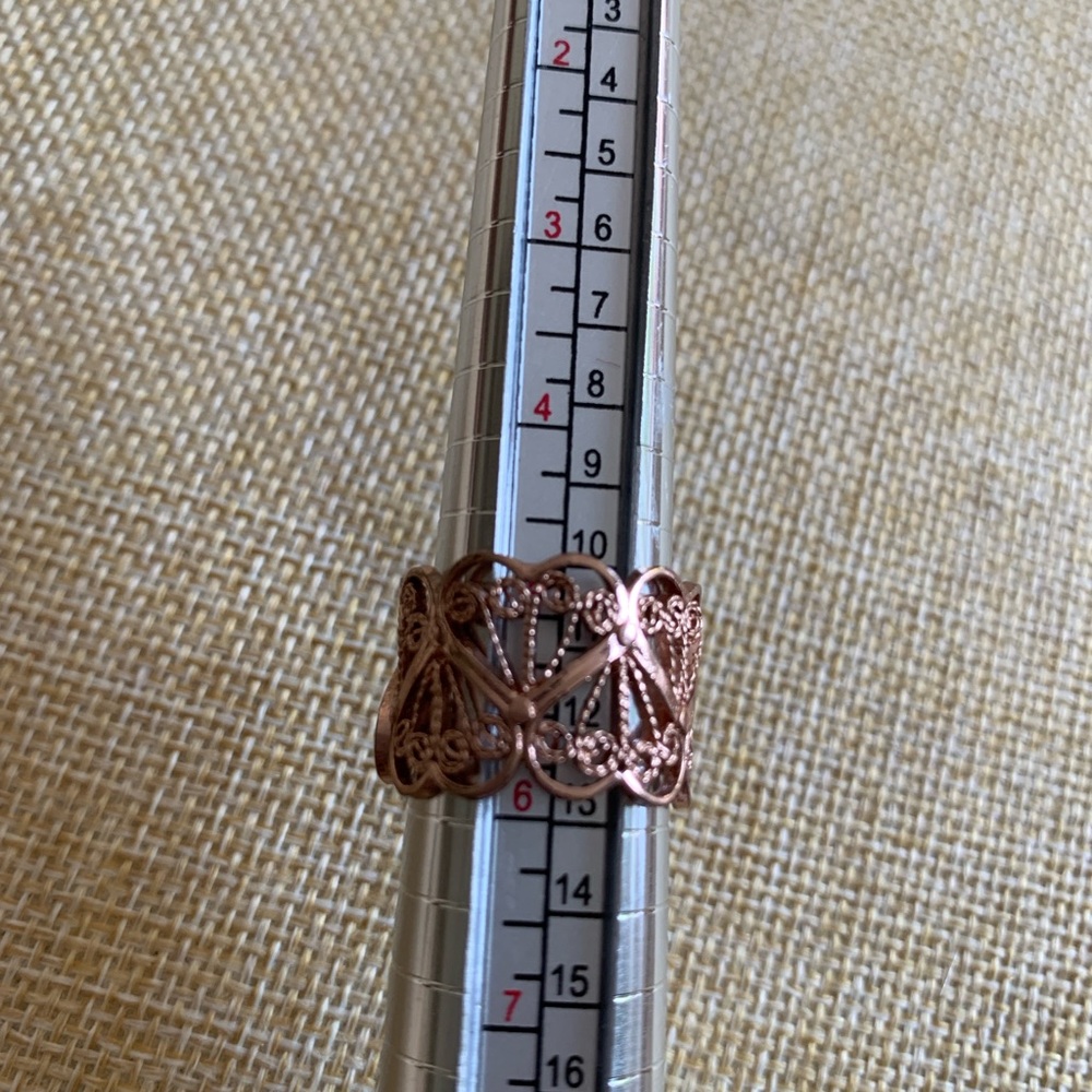 Adjustable copper filigree ring